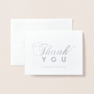 Modern Typography Thank You Silver Foil Card