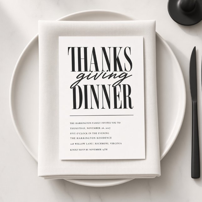 Modern Typography Thanksgiving Dinner Invitation (Creator Uploaded)