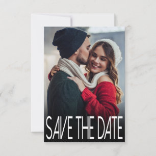 Modern Typography Two Photo Save the Date Card