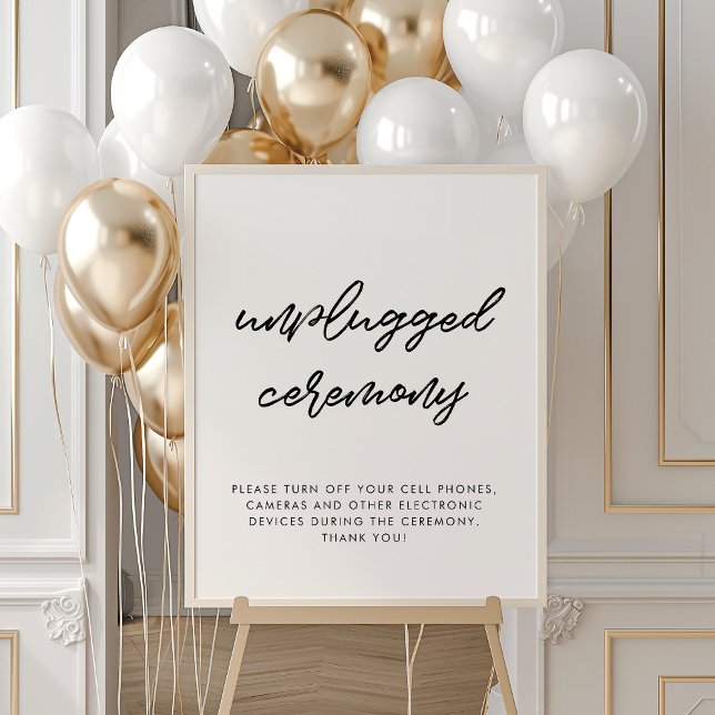 Modern typography Unplugged ceremony wedding sign (Creator Uploaded)