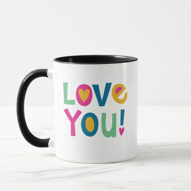Modern Typography Valentines Day Love You Mug (Left)