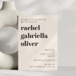 Modern Typography Warm Cream Brown Bat Mitzvah Invitation<br><div class="desc">This bat mitzvah invitation features a soft ivory cream background with warm brown typography and a bold name-forward layout that feels modern and timeless. The clear hierarchy makes event details easy to read while keeping the focus on the guest of honor. Personalize the name, date, time, location, and website to...</div>
