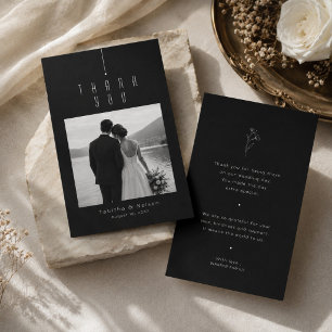 Modern Typography Wedding Black & White Photo Thank You Card