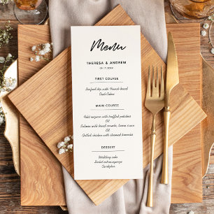 Modern typography wedding menu card