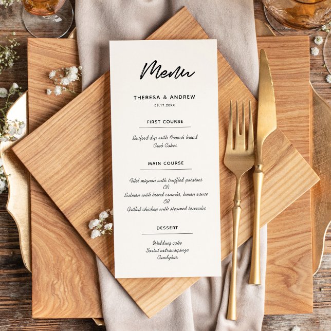 Modern typography wedding menu card (Creator Uploaded)