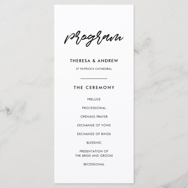 Modern typography wedding programme (Front)