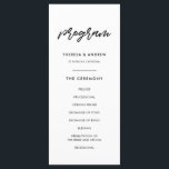Modern typography wedding programme<br><div class="desc">Simple and modern: a minimalist black and white typography,  ideal for a trendy couple. Don't like the black and white? You can easily customise your item and change the text colour.</div>