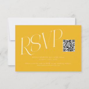 Modern Typography Wedding QR Code Yellow RSVP Card