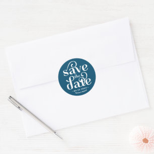 Modern Typography Wedding Save The Date Classic Round Sticker