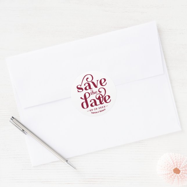 Modern Typography Wedding Save The Date Classic Round Sticker (Envelope)