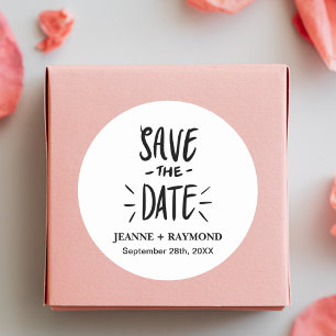 Modern Typography Wedding Save the Date Custom Classic Round Sticker
