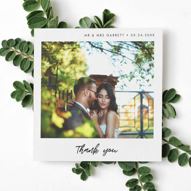 Modern typography wedding square Thank You card (Creator Uploaded)