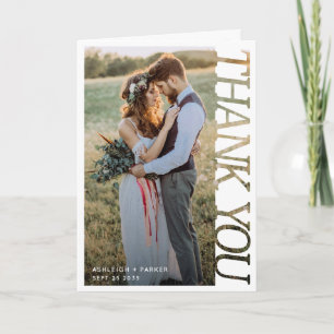 Modern Typography Wedding Thank You 2 Photo   Card