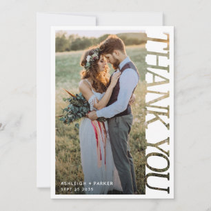 Modern Typography Wedding Thank You 2 Photo   Card