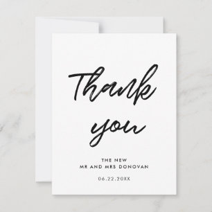 Modern typography wedding thank you card