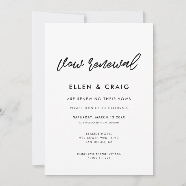 Modern typography Wedding Vow renewal Invitation (Front)