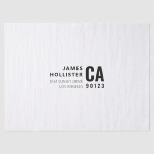 Modern Typography White & Black   Name & Address Tissue Paper