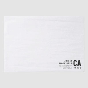 Modern Typography White & Black Name & Address Tissue Paper