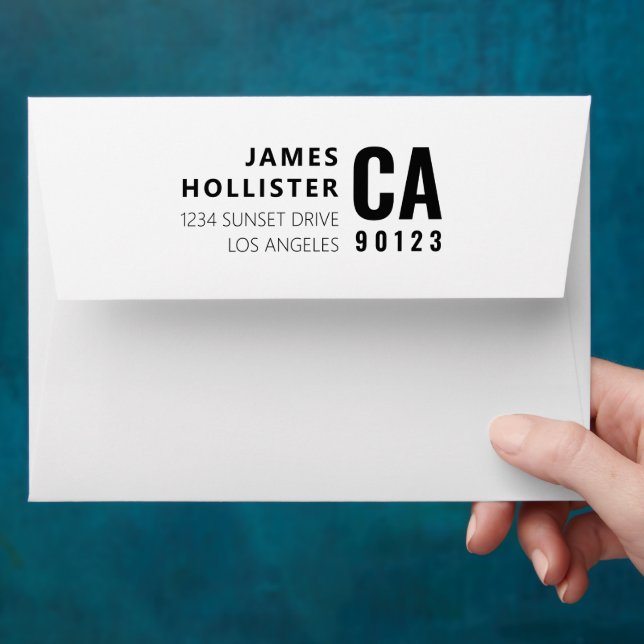 Modern Typography White & Black Return Address Envelope (Hand)