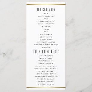 Modern Typography   White & Gold Wedding Program Programme