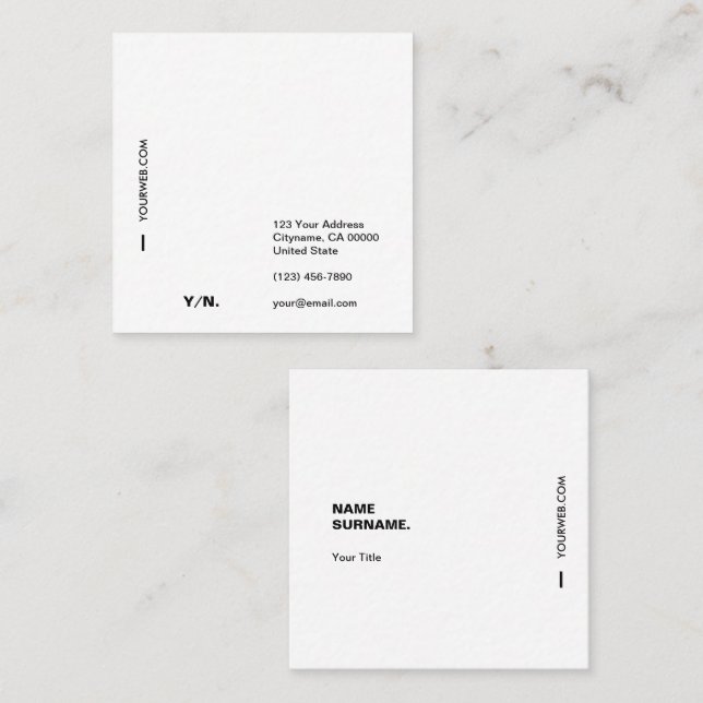 Modern Typography White Square Business Card (Front/Back)