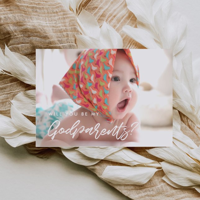 Modern typography Will you be my Godparents card (Creator Uploaded)