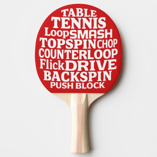 Modern Typography Word Art | White Text Ping Pong Paddle (Front)