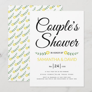 Modern typography yellow couples shower wedding invitation