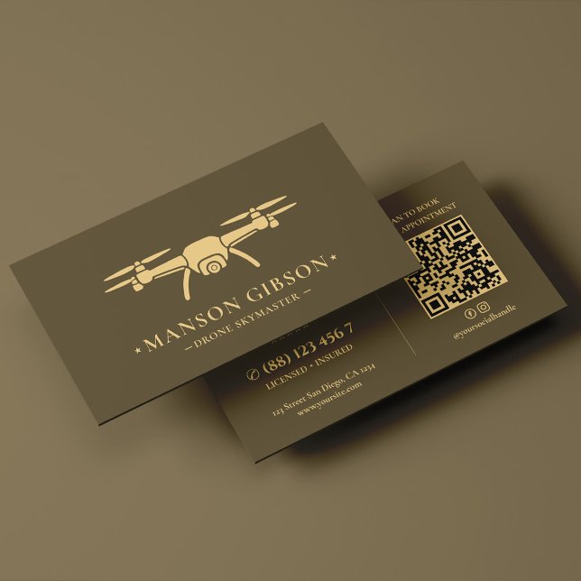 Modern UAV Pilot Drone Operator Logo Taupe Business Card (Modern UAV Pilot Drone Operator Logo Taupe Business Card
)