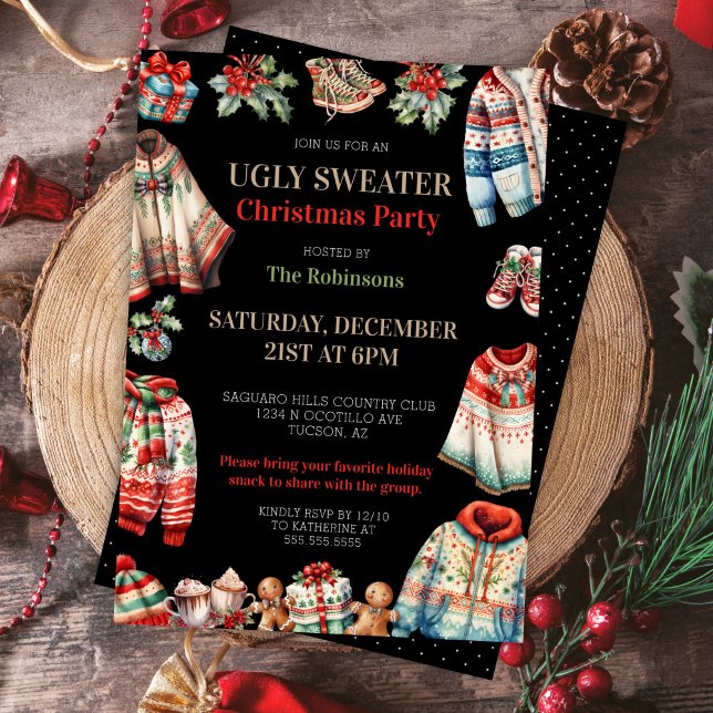 Modern Ugly Christmas Sweater Gift Exchange Party Invitation (Modern trendy ugly Christmas sweater gift exchange party invitation for corporate office work party)