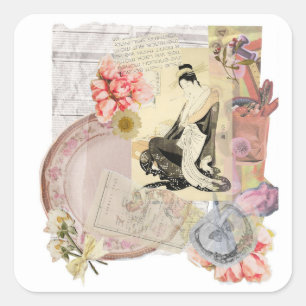 Modern Ukiyo-e Art Square Sticker