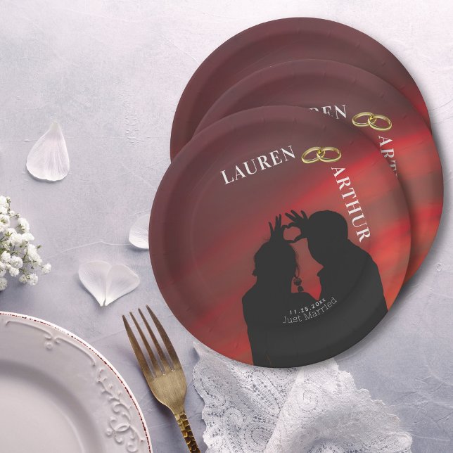 Modern Ultra Chic Minimal Photo Wedding Paper Plate (Creator Uploaded)