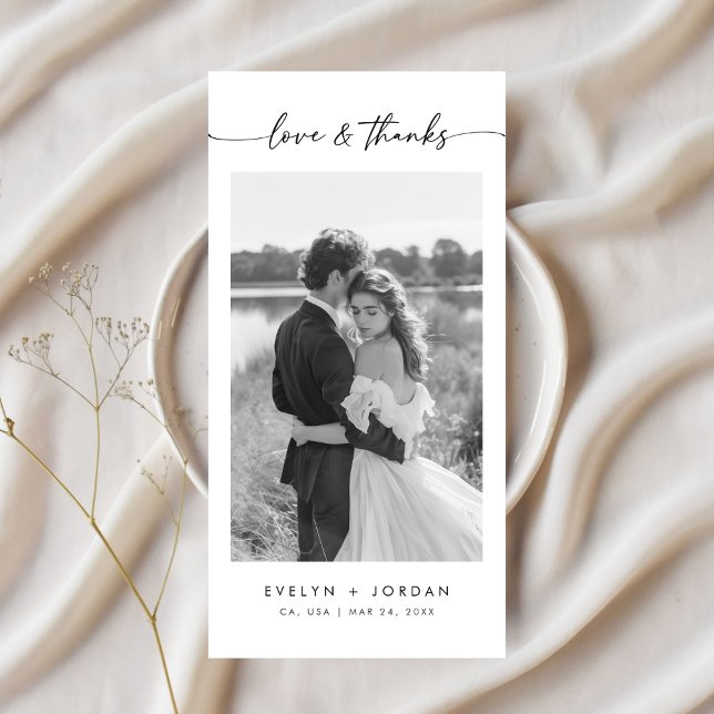 Modern Ultra Minimalist Script Wedding Photo  Thank You Card (Creator Uploaded)