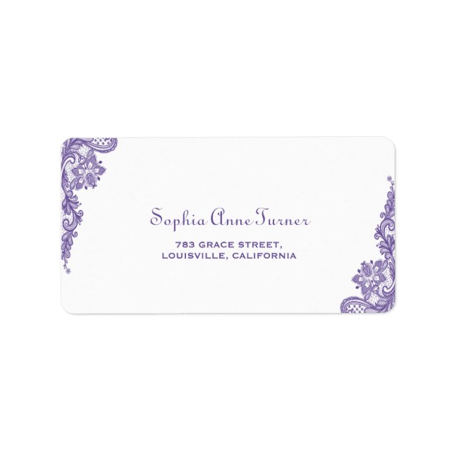 Modern Ultra Violet Lace Wedding Label (Front)