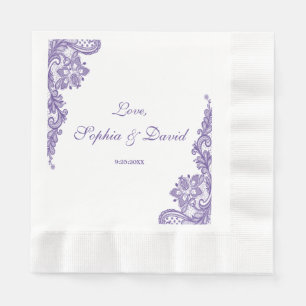 Modern Ultra Violet Lace Wedding Napkin