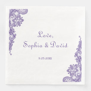 Modern Ultra Violet Lace Wedding Napkin