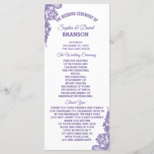 Modern Ultra Violet Lace Wedding Program Programme