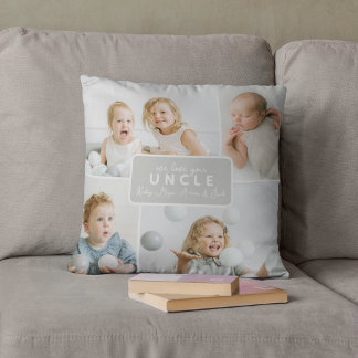Modern Uncle 4 Photo Gray Cushion