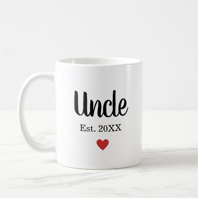 Modern Uncle Established Year Little Heart Coffee Mug (Left)