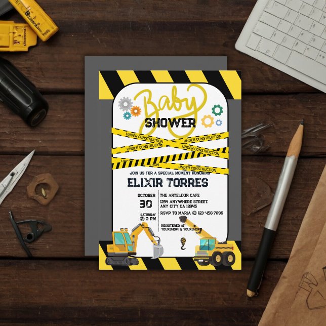 Modern Under Construction Baby Shower Invitation (Creator Uploaded)