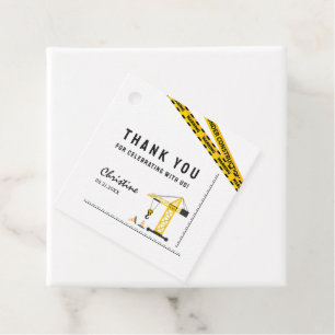 Modern Under Construction Crane Theme Thank You Favour Tags