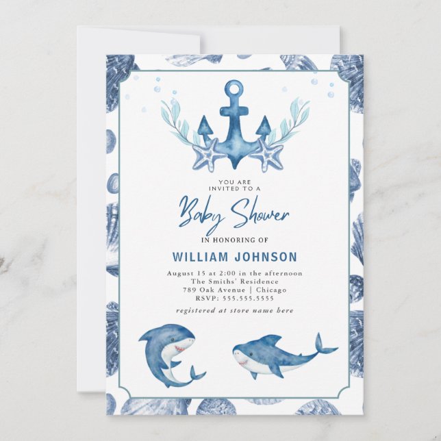 Modern under the sea Baby Shower Invitation (Front)