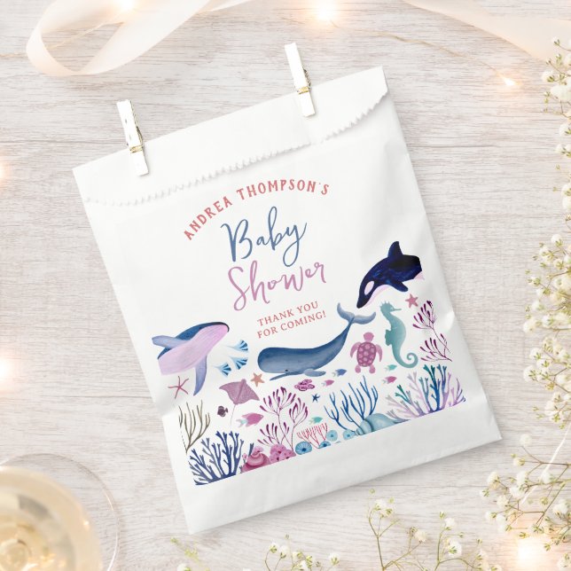 Modern Under the Sea Gender Neutral Baby Shower Favour Bags (Clipped)