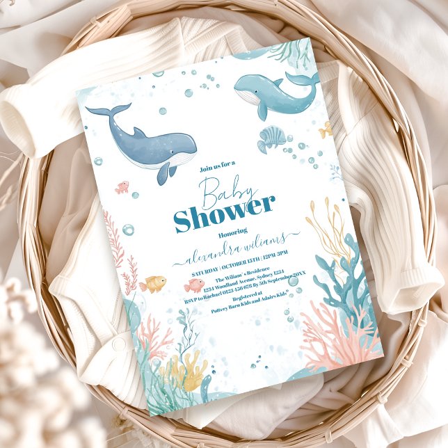 Modern Under the Sea Gender Neutral Baby Shower Invitation (Creator Uploaded)