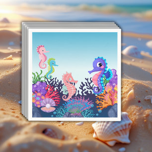 Modern Under the Sea Seahorse Baby Shower Napkin
