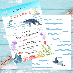 Modern Under the Sea Watercolor Baby Shower Invitation