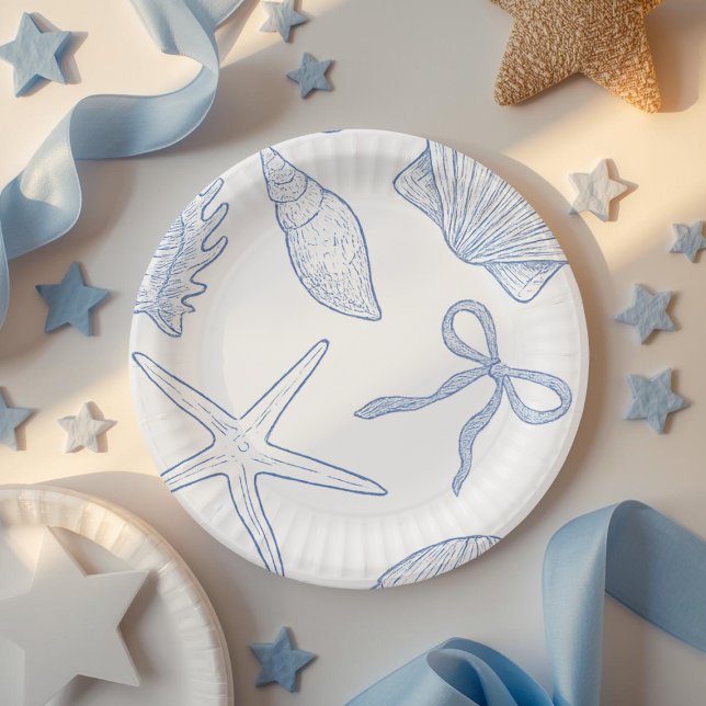 Modern Under The Sea You Soon Blue Baby Shower Paper Plate (Creator Uploaded)