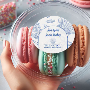 Modern Under The Sea You Soon Blue Boy Baby Shower Classic Round Sticker