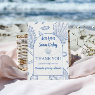 Modern Under The Sea You Soon Blue Boy Baby Shower Thank You Card