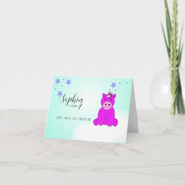 Modern Unicorn Birthday Party Invitation (Front)